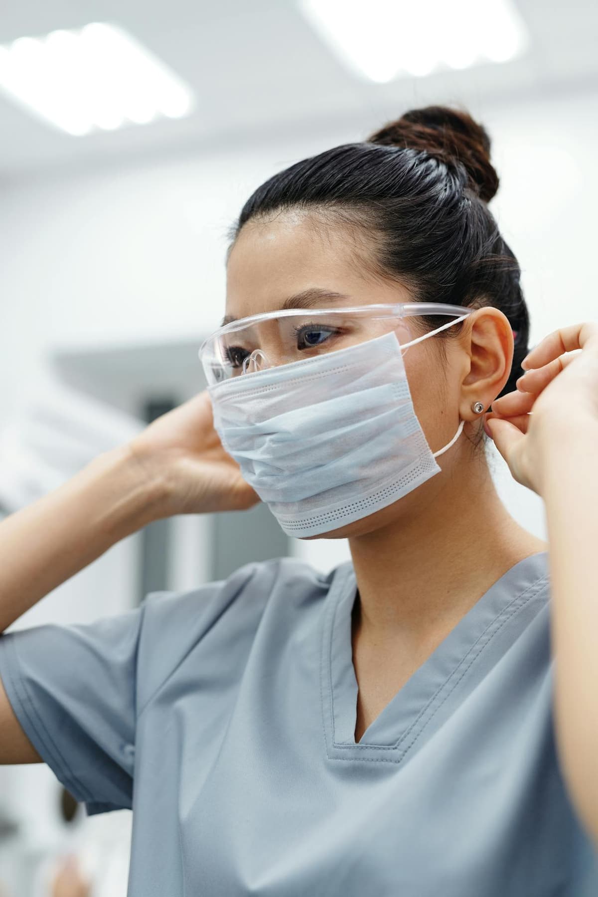 Filipino care worker preparing for a shift in Japan